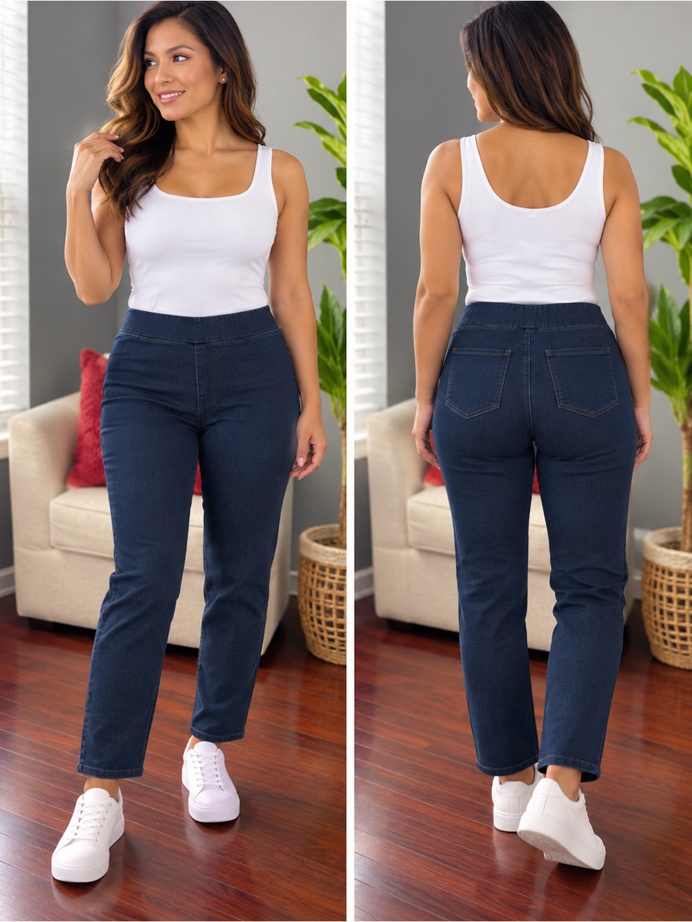 NYDJ Pull On Straight Jeans Women's Plus 18W Blue Marilyn Lift Tuck Technology